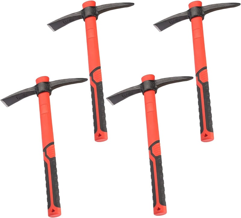 GENHAKON 4 PCS 15 Inch Pick Mattock Hoe, Forged Weeding Garden Pick Axe with Fiberglass Handle, Pick Mattock Hoe for Loosening Soil, Gardening, Camping - Image 1